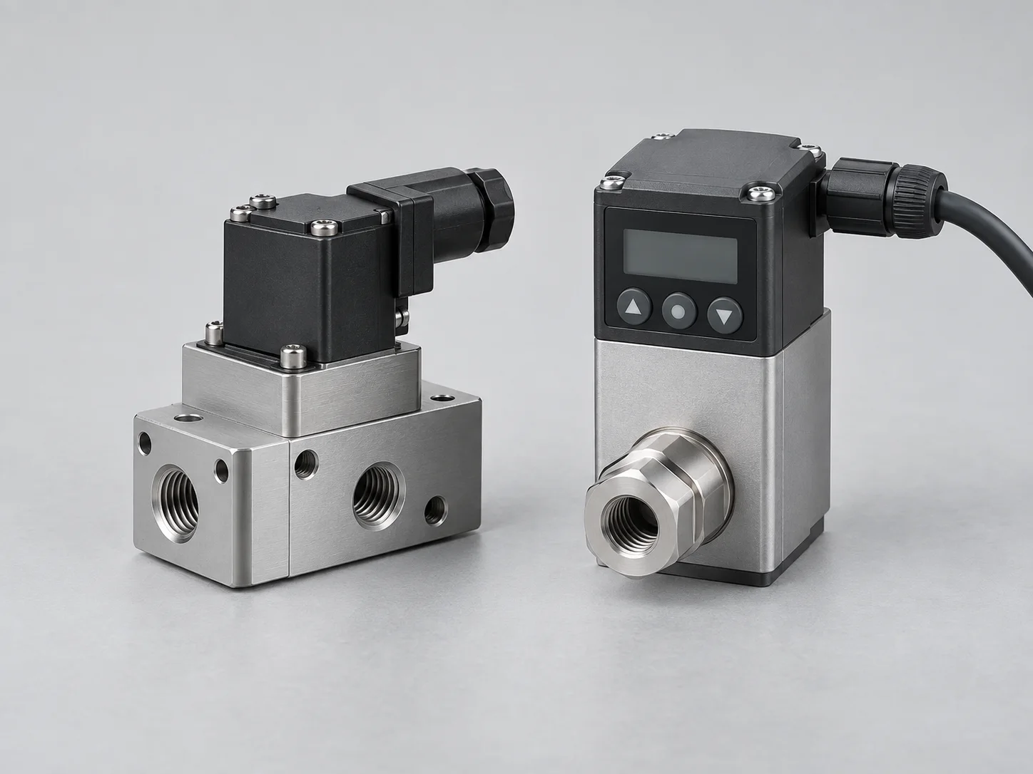 Illustrative proportional valve and electronic pressure-control components